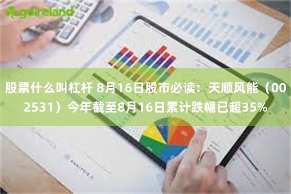 股票什么叫杠杆 8月16日股市必读：天顺风能（002531）今年截至8月16日累计跌幅已超35%